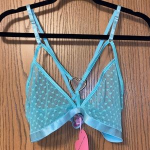 Teal hearts bra and panty set